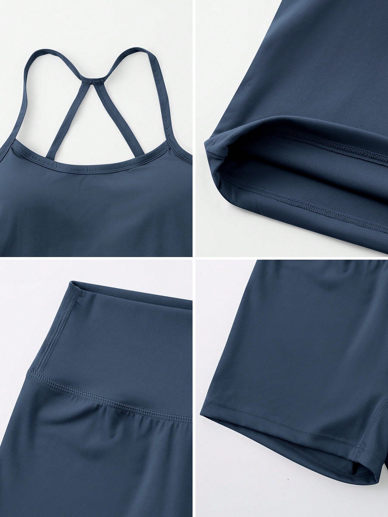 Halter studio coordinated set The Quiet & Co. — back view sculpted silhouette — Navy Blue
