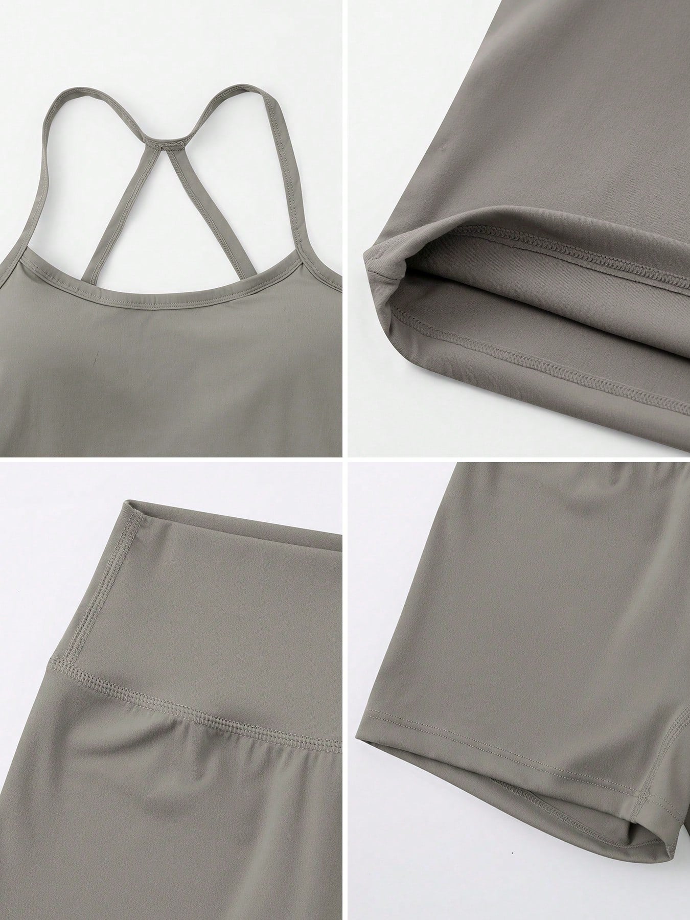 Halter studio coordinated set The Quiet & Co. — back view sculpted silhouette — Grey