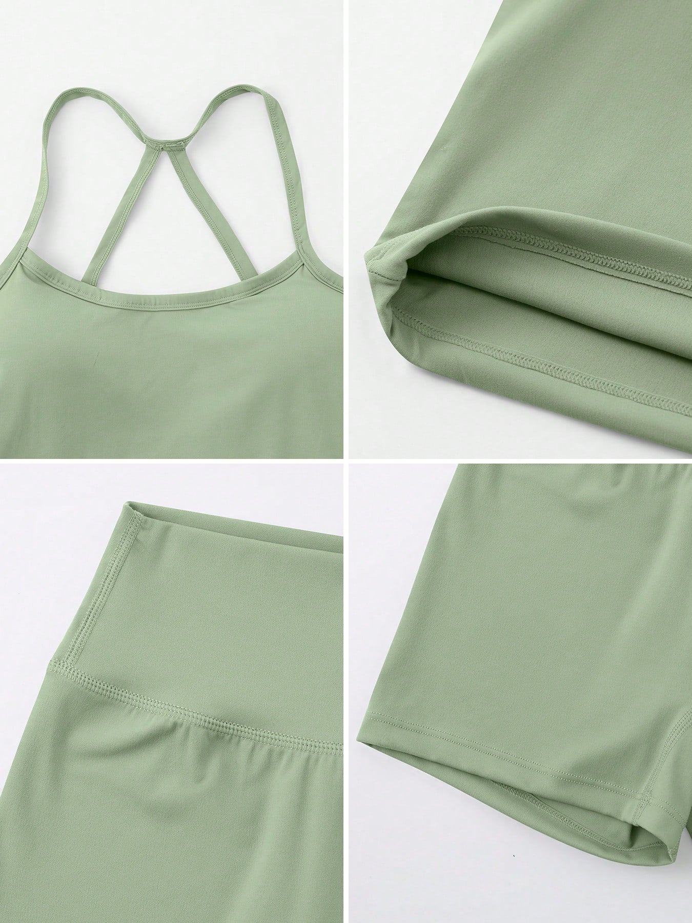 Halter studio coordinated set The Quiet & Co. — back view sculpted silhouette — Green