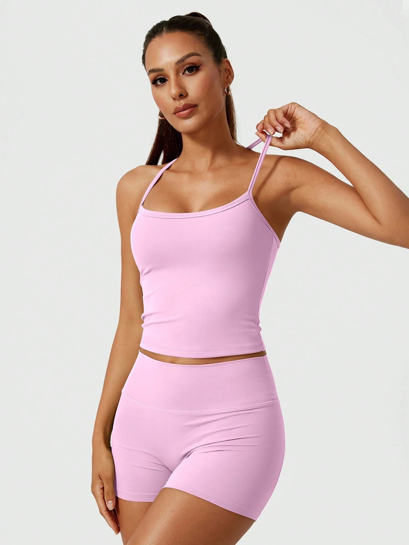 Halter studio coordinated set The Quiet & Co. — back view sculpted silhouette — Pink