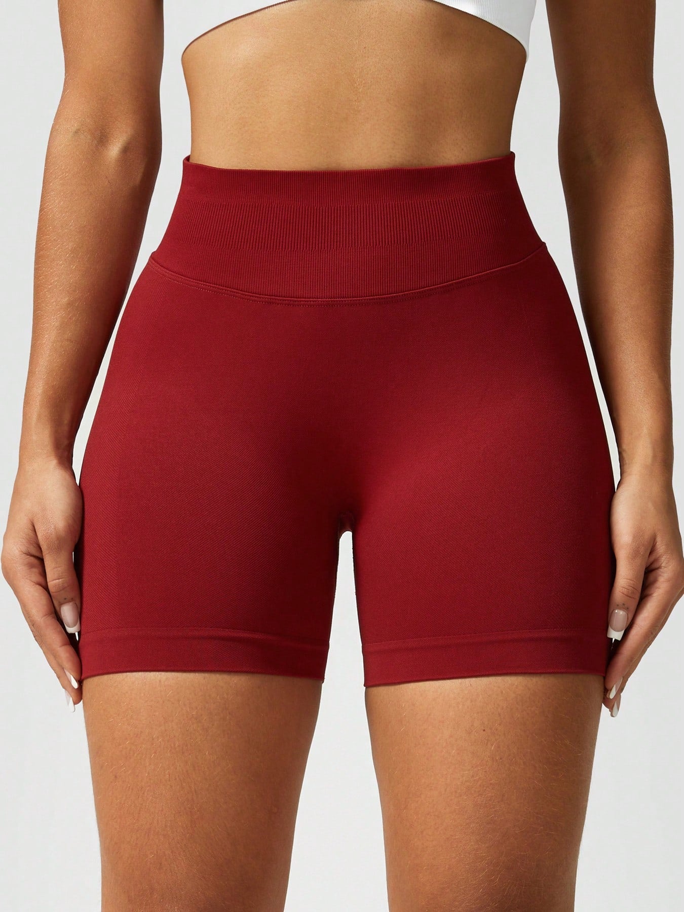 Sculpt high-rise seamless shorts The Quiet & Co. — back view natural shape — Red