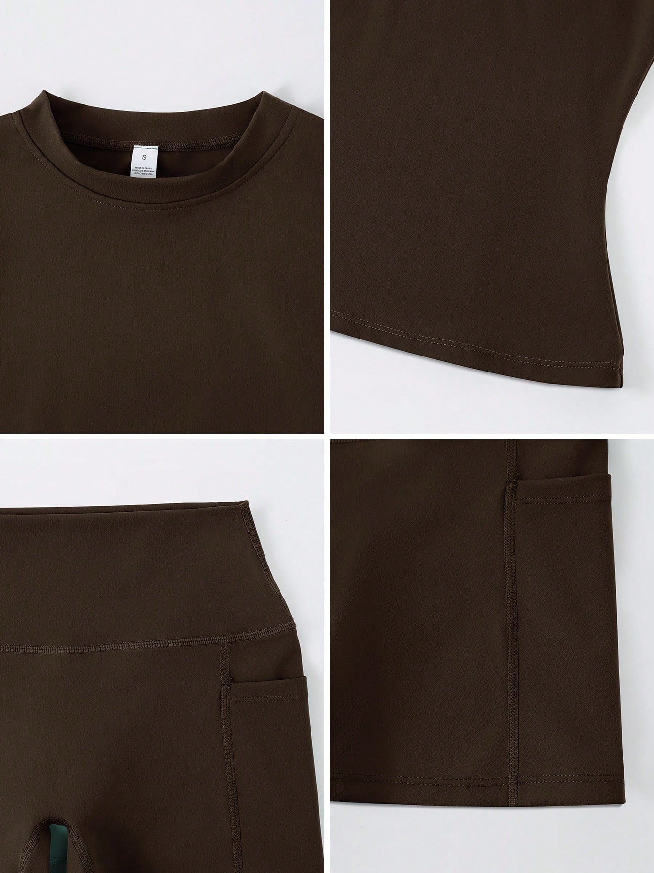 Short-sleeve studio coordinated set The Quiet & Co. — front view coordinated tone — Brown