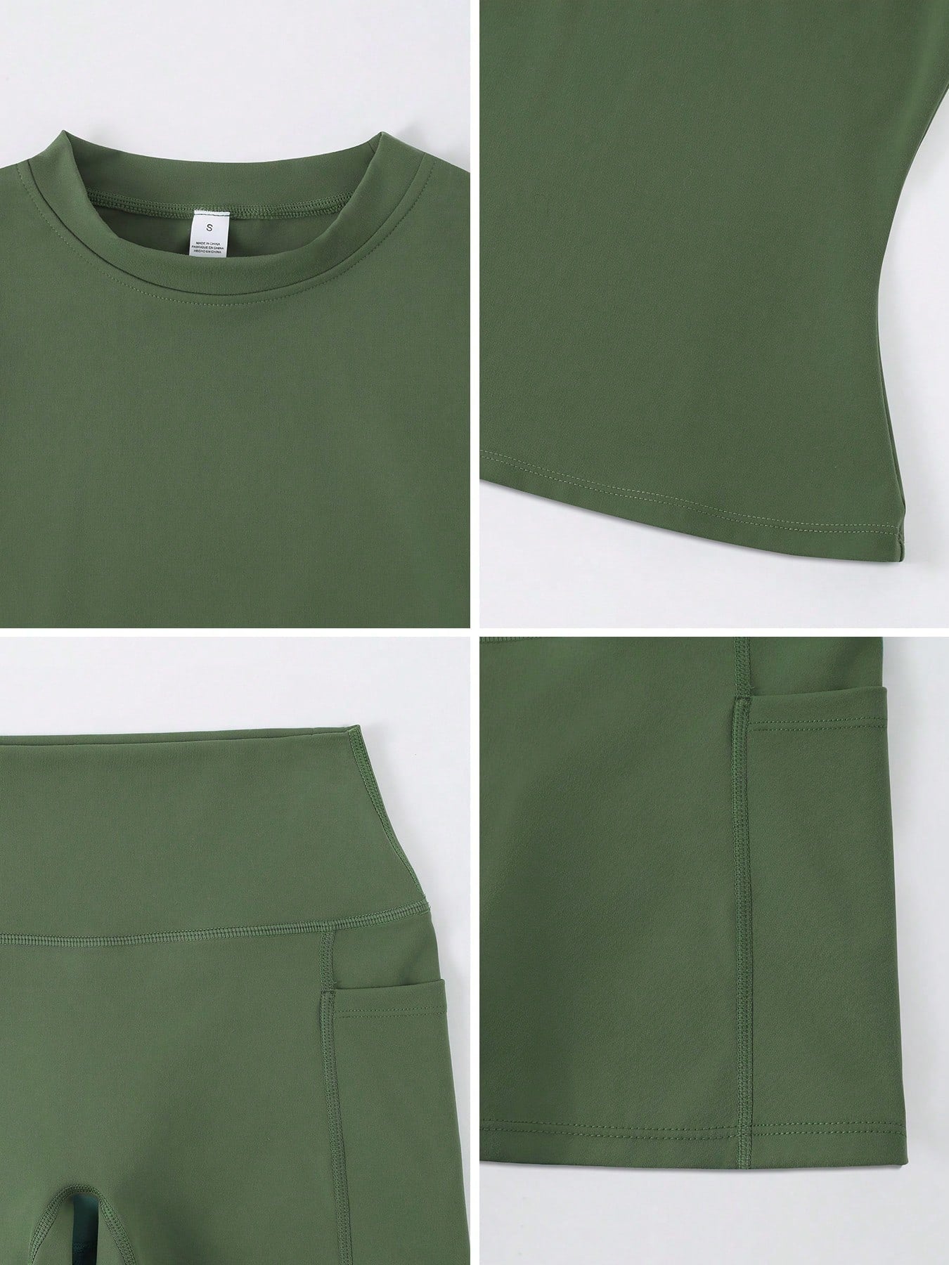 Short-sleeve studio coordinated set The Quiet & Co. — front view coordinated tone — Green