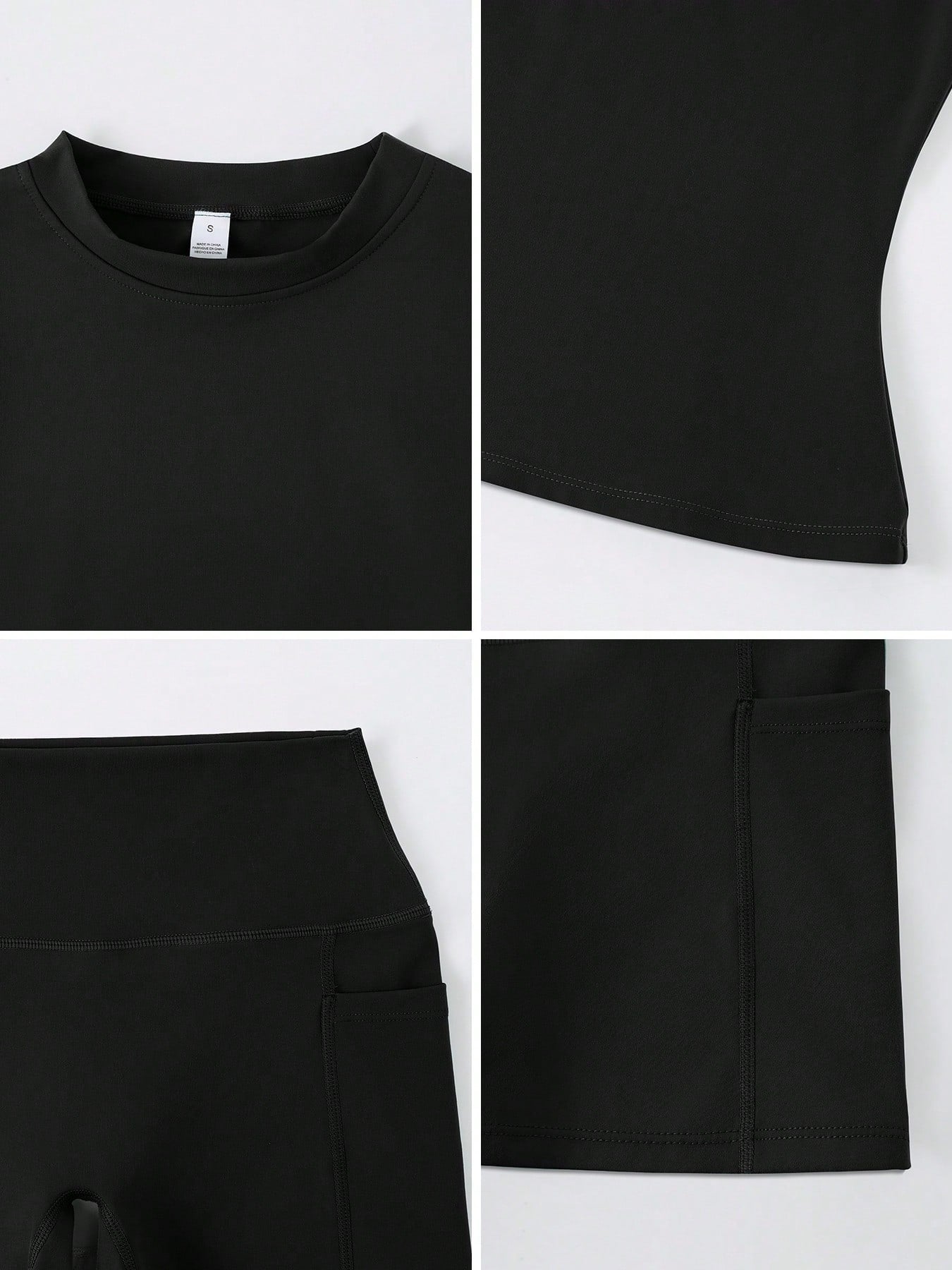 Short-sleeve studio coordinated set The Quiet & Co. — front view coordinated tone — Black