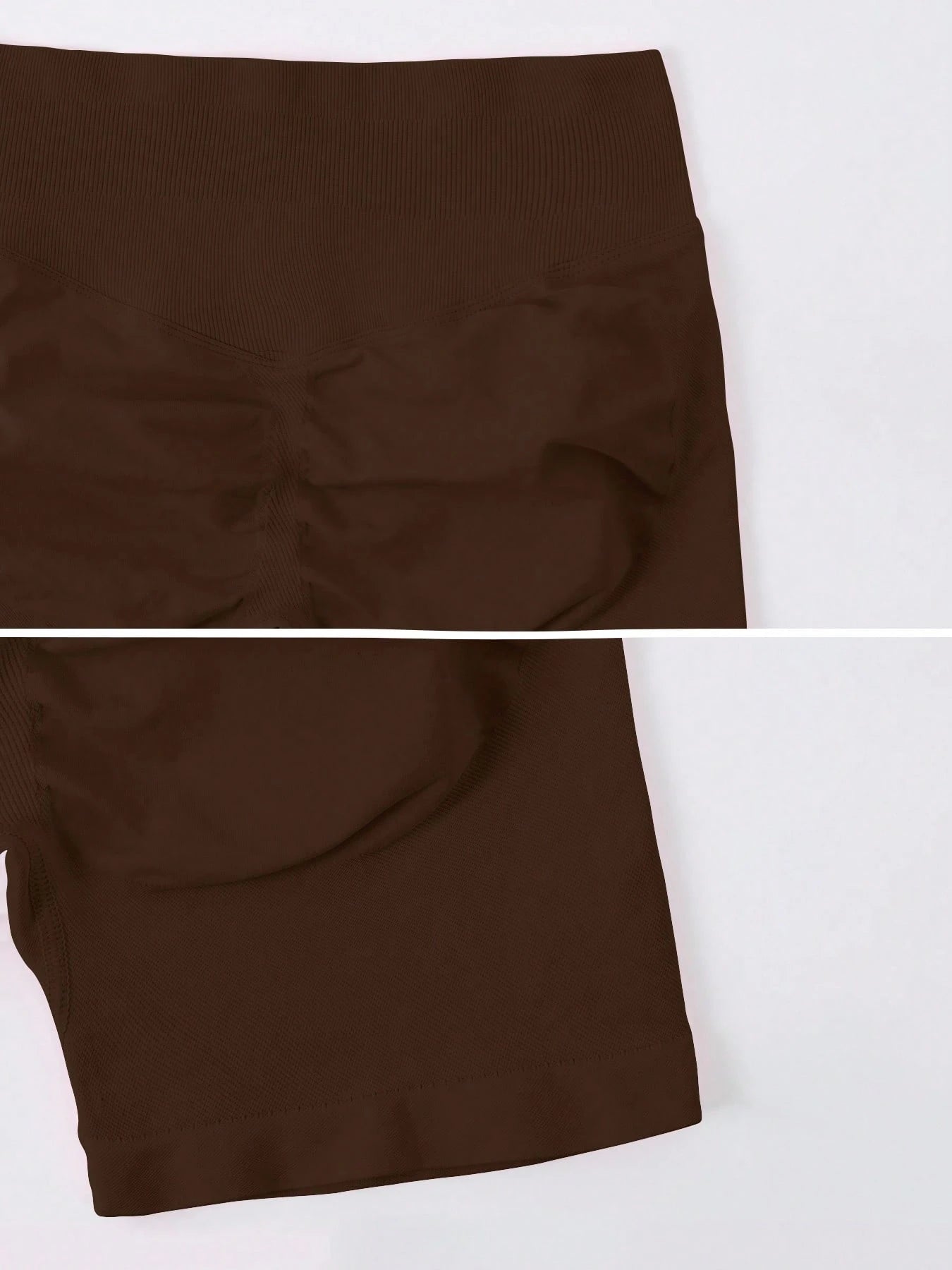 Sculpt high-rise seamless shorts The Quiet & Co. — back view natural shape — Mocha Brown