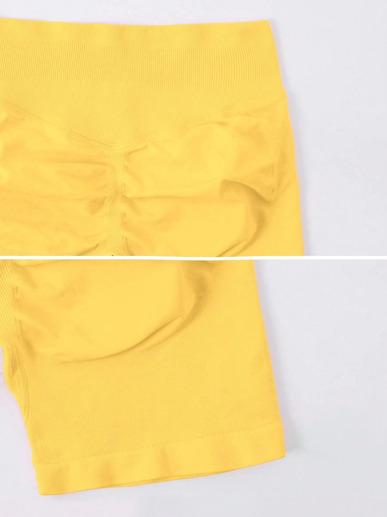 Sculpt high-rise seamless shorts The Quiet & Co. — back view natural shape — Yellow