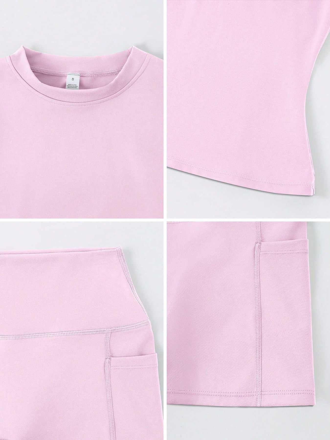 Short-sleeve studio coordinated set The Quiet & Co. — front view coordinated tone — Pink