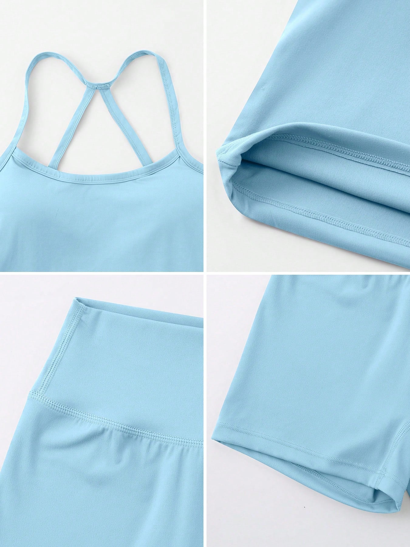 Halter studio coordinated set The Quiet & Co. — back view sculpted silhouette — Baby Blue