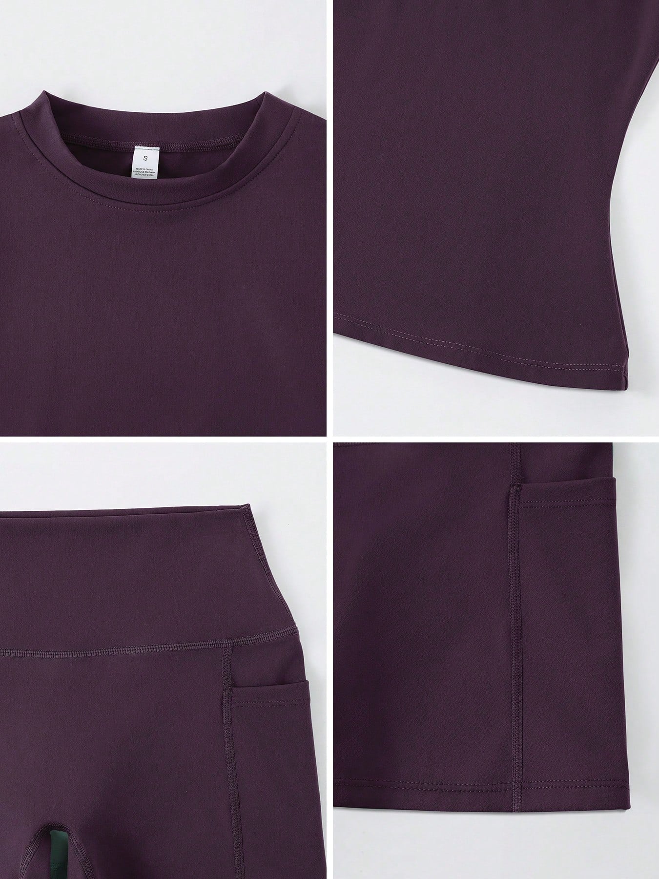 Short-sleeve studio coordinated set The Quiet & Co. — front view coordinated tone — Purple