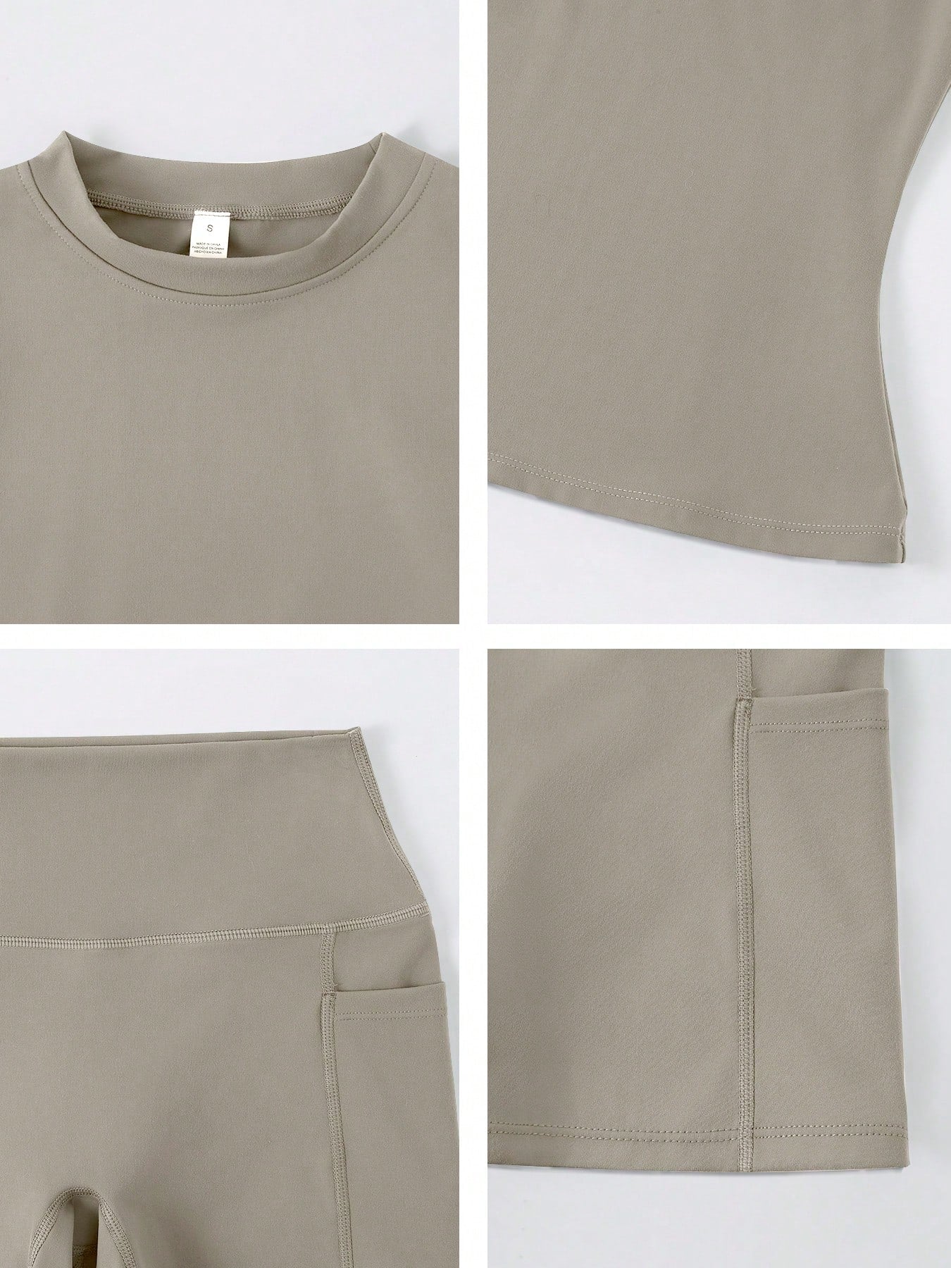 Short-sleeve studio coordinated set The Quiet & Co. — front view coordinated tone — Light Grey