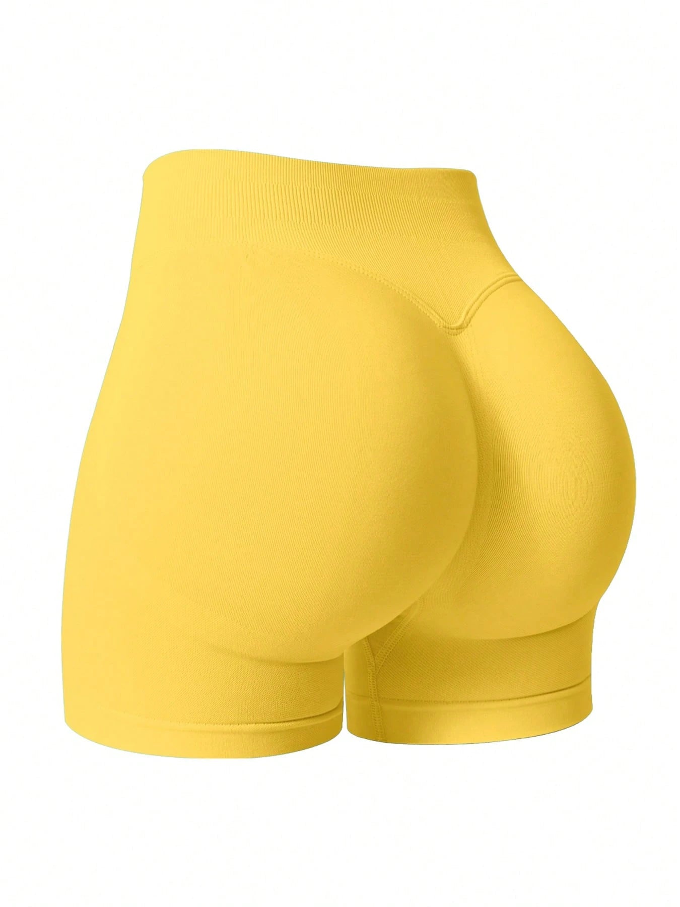 Sculpt high-rise seamless shorts The Quiet & Co. — back view natural shape — Yellow