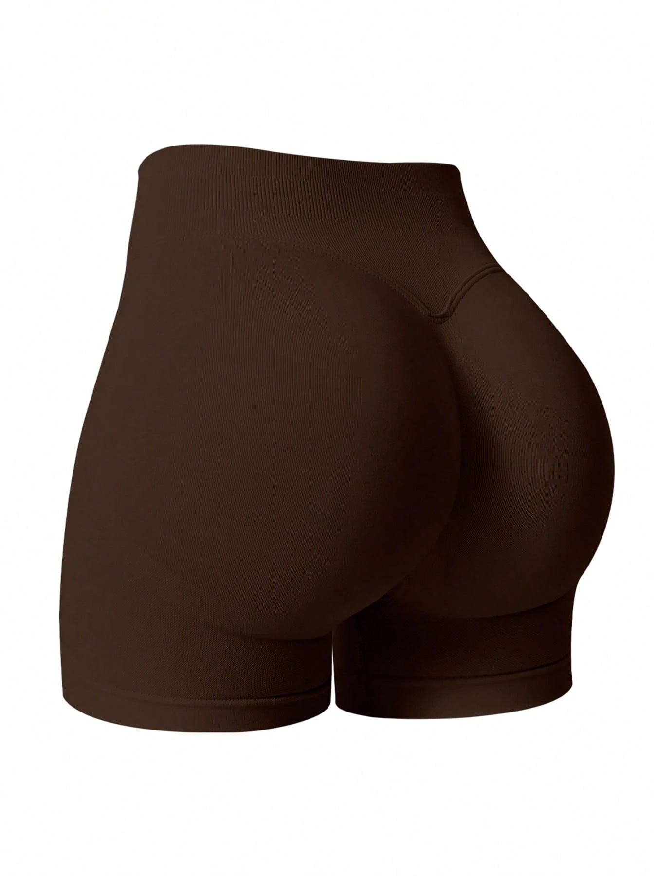 Sculpt high-rise seamless shorts The Quiet & Co. — back view natural shape — Mocha Brown