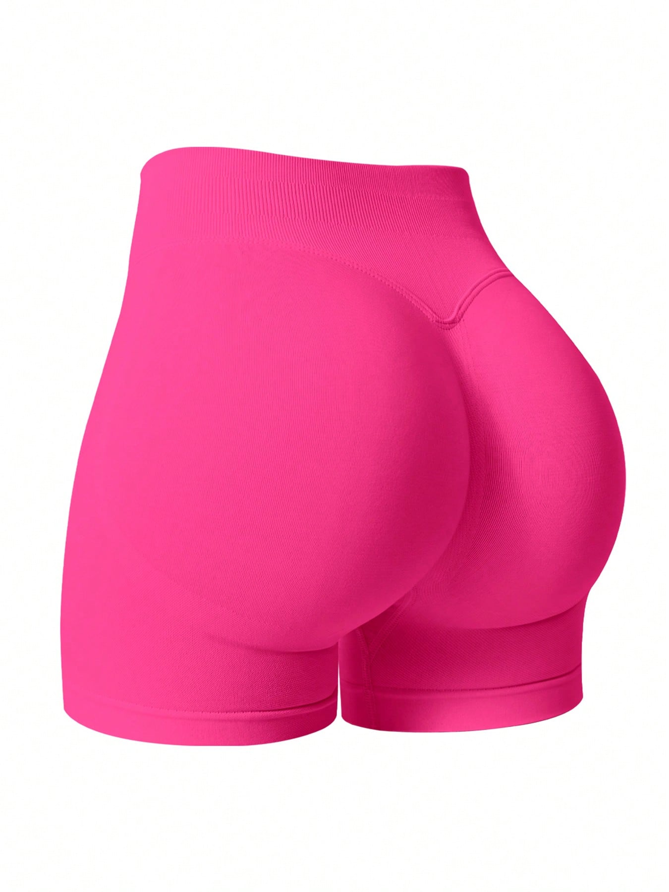 Sculpt high-rise seamless shorts The Quiet & Co. — back view natural shape — Hot Pink