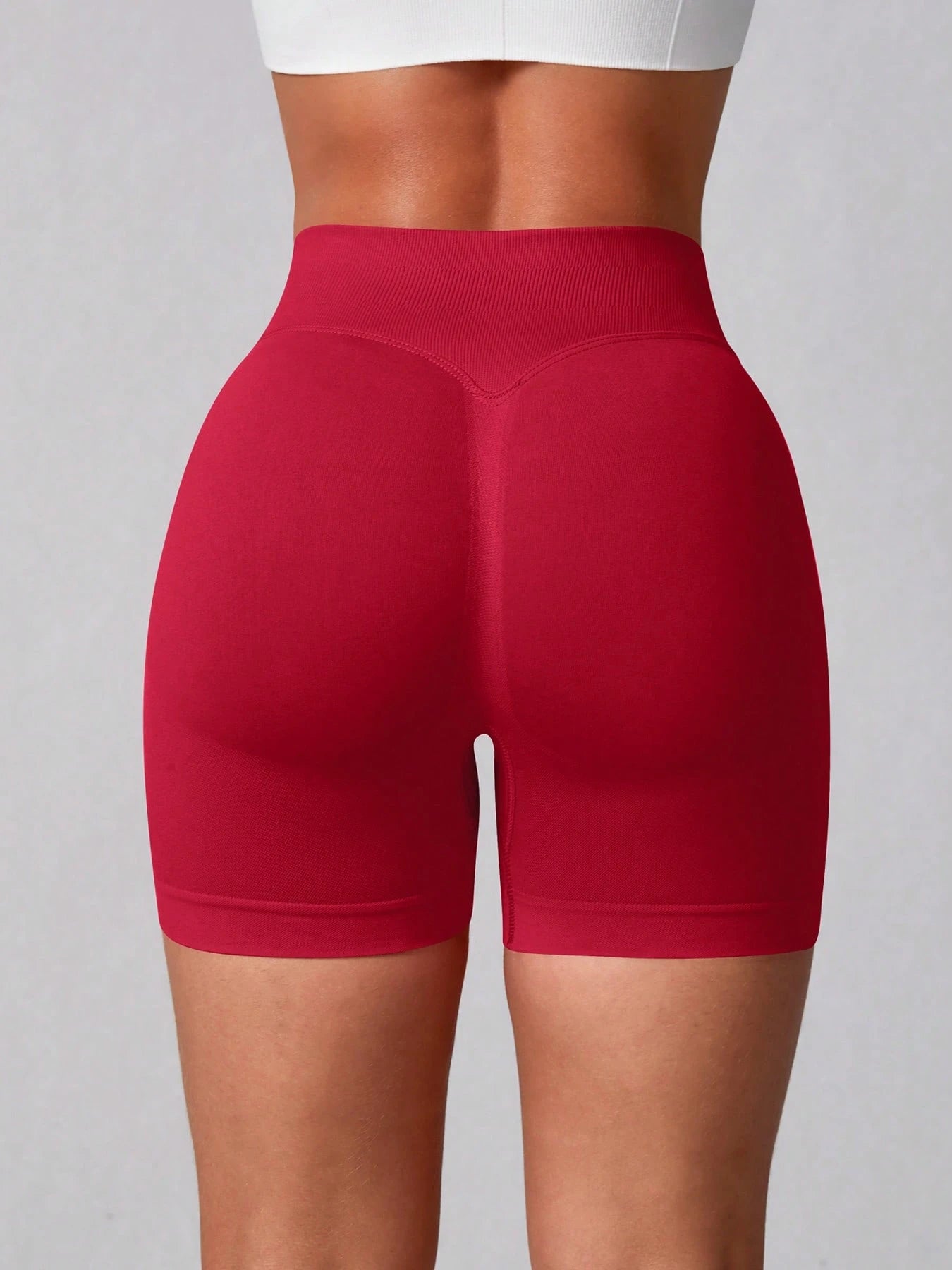 Sculpt high-rise seamless shorts The Quiet & Co. — back view natural shape — Fiery Red