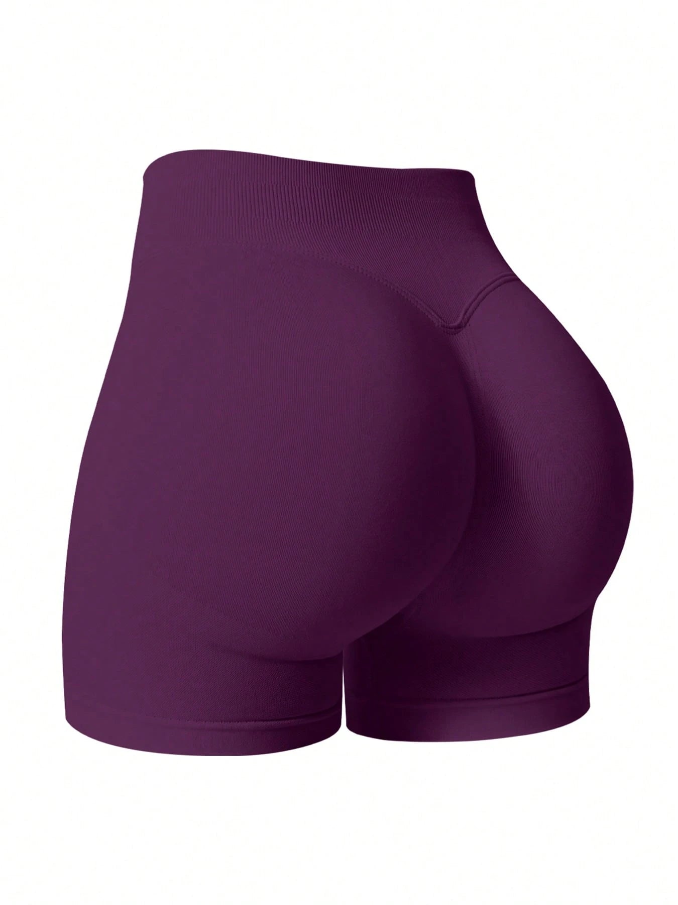 Sculpt high-rise seamless shorts The Quiet & Co. — back view natural shape — Bold Plum