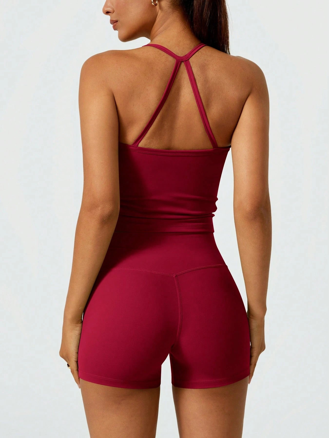 Halter studio coordinated set The Quiet & Co. — back view sculpted silhouette — Red