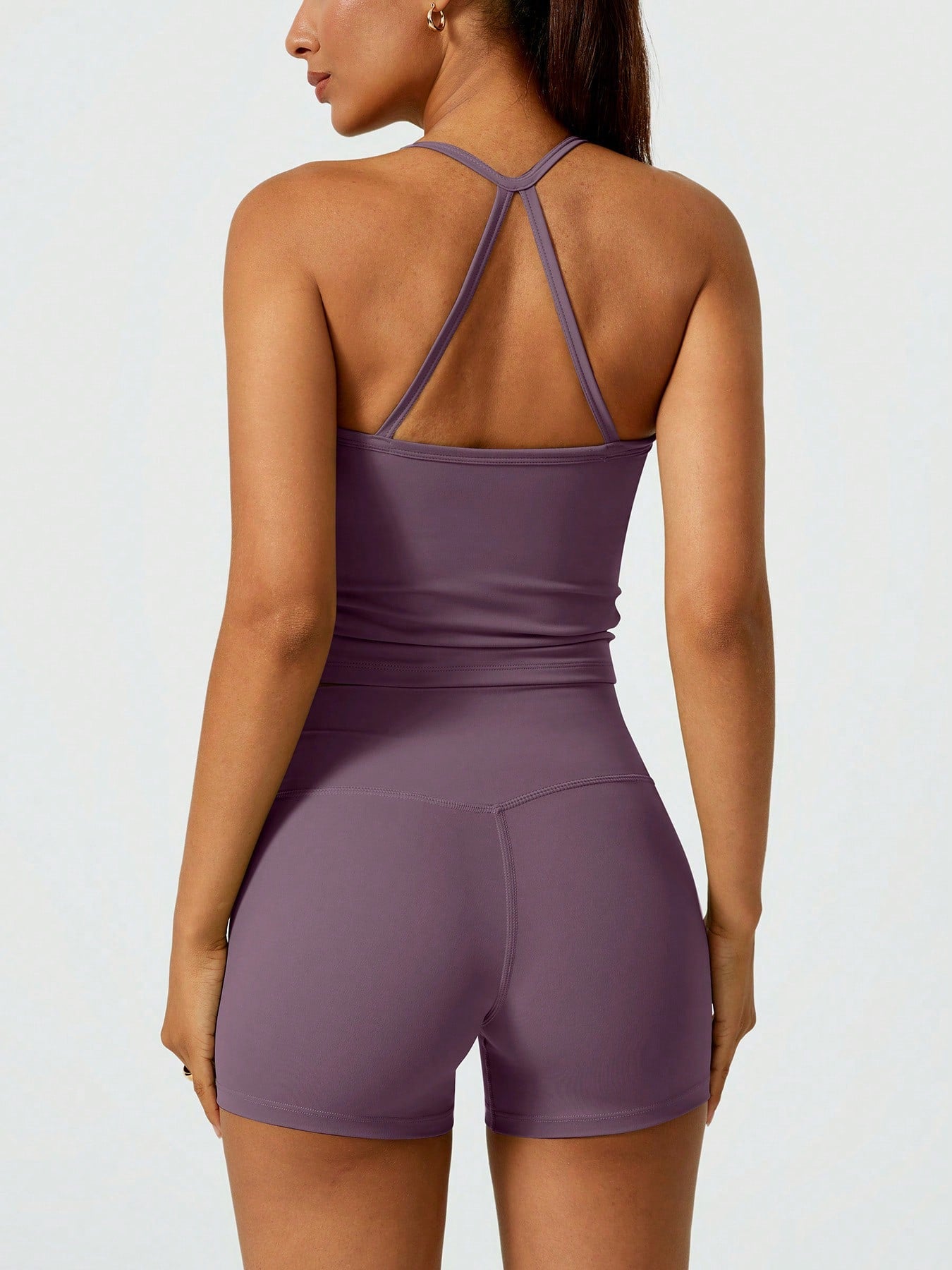 Halter studio coordinated set The Quiet & Co. — back view sculpted silhouette — Purple