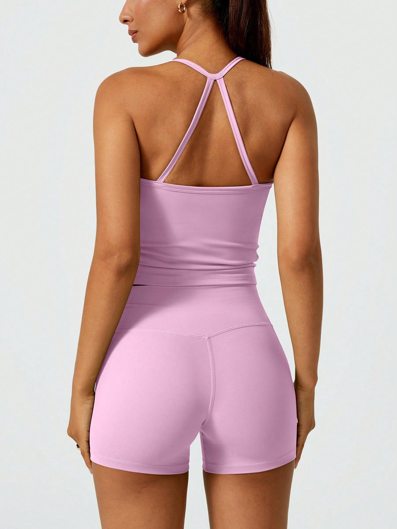 Halter studio coordinated set The Quiet & Co. — back view sculpted silhouette — Pink