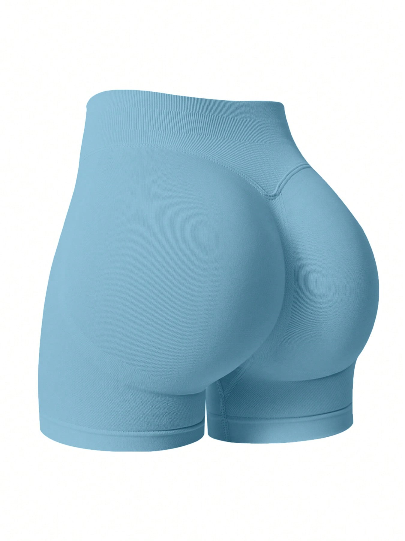 Sculpt high-rise seamless shorts The Quiet & Co. — back view natural shape — Baby Blue