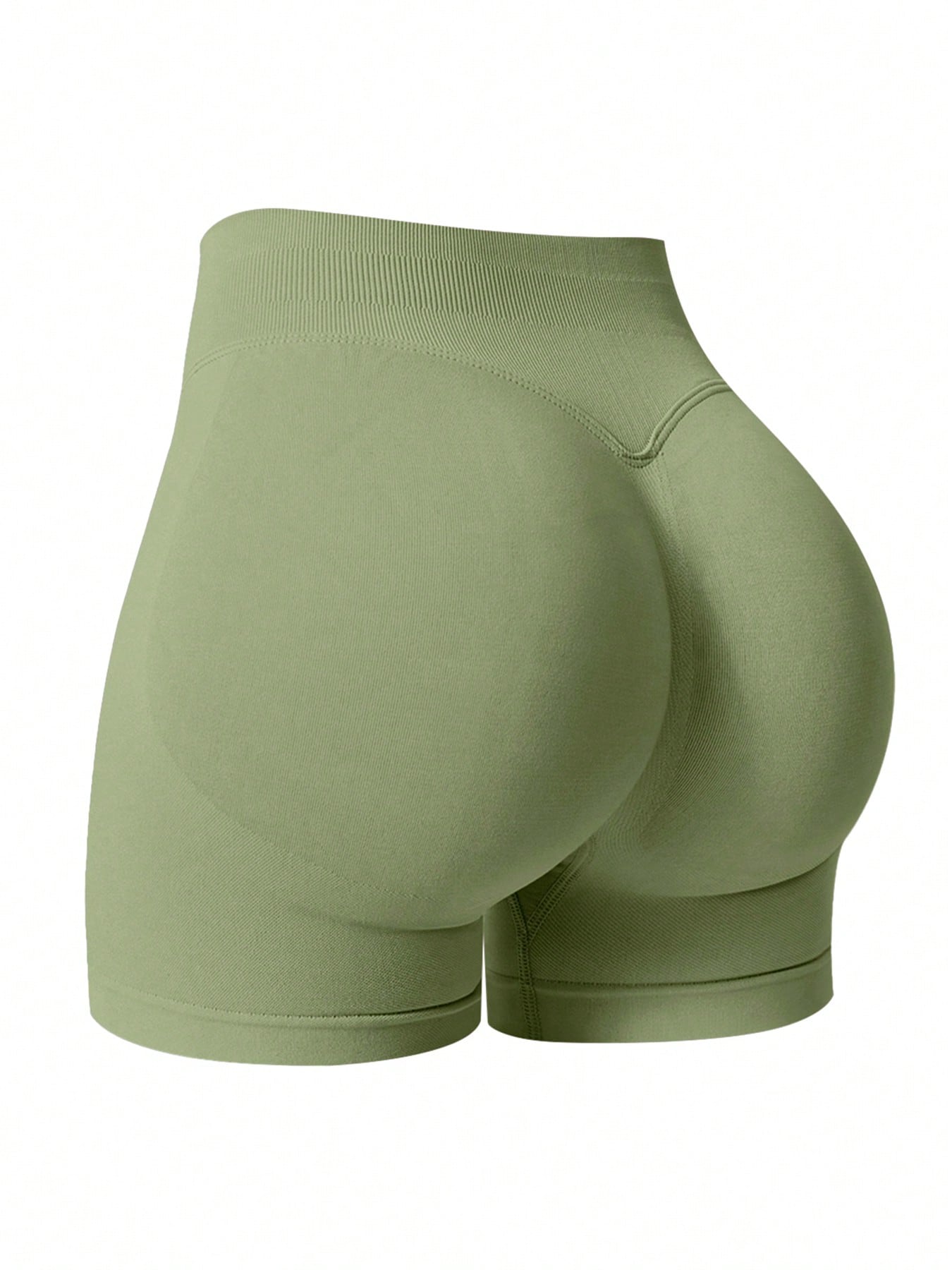Sculpt high-rise seamless shorts The Quiet & Co. — back view natural shape — Green