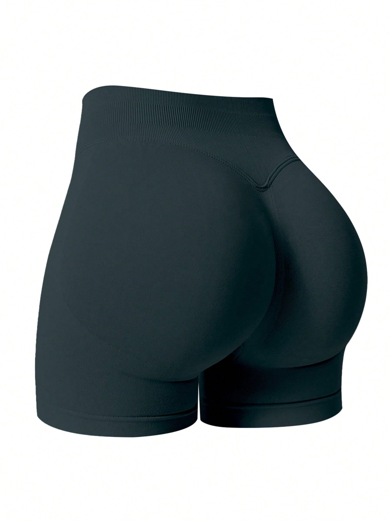 Sculpt high-rise seamless shorts The Quiet & Co. — back view natural shape — Dark Green