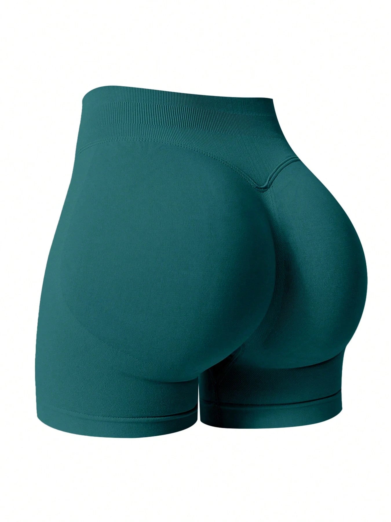 Sculpt high-rise seamless shorts The Quiet & Co. — back view natural shape — Green