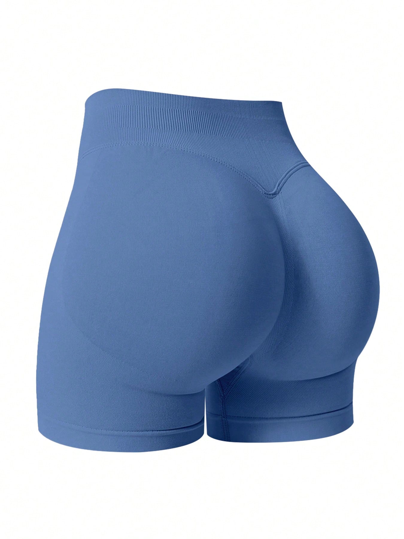 Sculpt high-rise seamless shorts The Quiet & Co. — back view natural shape — Blue