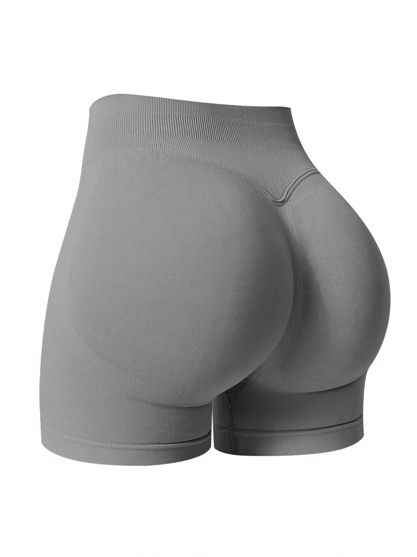 Sculpt high-rise seamless shorts The Quiet & Co. — back view natural shape — Grey